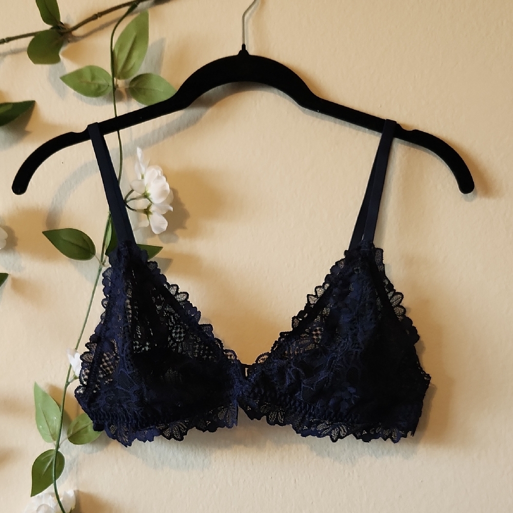 Aerie Midnight Blue Lace Bralette - L